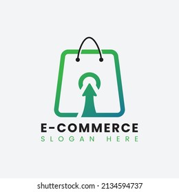 Diseño del logotipo de eCommerce abstracto creativo y moderno, diseño del logotipo de la bolsa de compras en línea de gradiente colorido