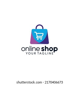 Diseño del logotipo del eCommerce moderno y creativo diseño del logotipo de la bolsa de compras en línea de gradiente colorido