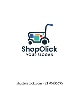 Diseño del logotipo del eCommerce moderno y creativo. plantilla de diseño del logotipo del carro de la compra en línea