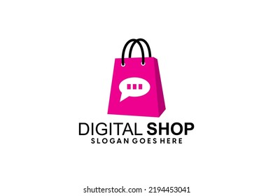 Creative modern abstract eCommerce logo design, colorful gradient online shopping bag logo design template