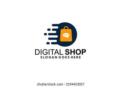 Creative modern abstract eCommerce logo design, colorful gradient online shopping bag logo design template