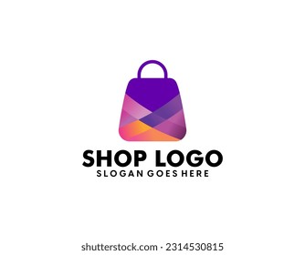 Creative modern abstract eCommerce logo design, colorful gradient online shopping bag logo design template