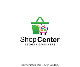 Creative modern abstract eCommerce logo design, colorful gradient online shopping bag logo design template