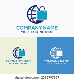 Creative modern abstract eCommerce logo design, colorful gradient online shopping bag logo design template