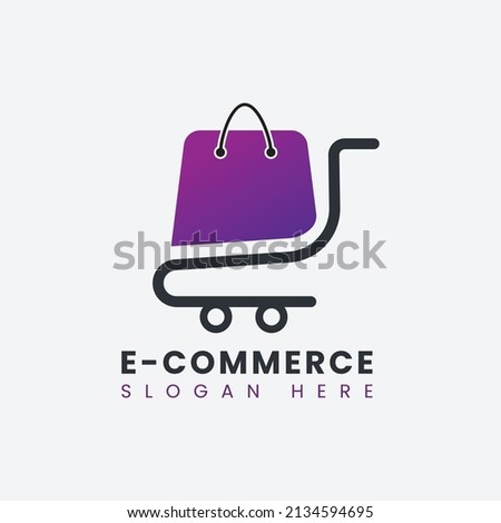 Creative modern abstract eCommerce logo design, colorful gradient online shopping bag logo design template