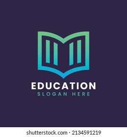Creative modern abstract educational book logo design, colorful gradient book logo design template
