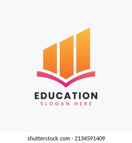 Diseño de logotipo de libro educativo abstracto creativo, plantilla de diseño de logotipo empresarial de libro de degradado colorido