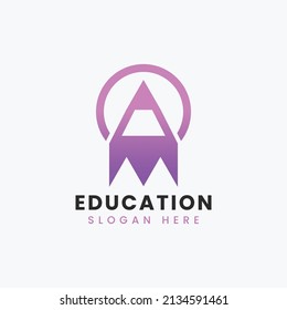 Diseño de logotipo de libro educativo abstracto creativo, plantilla de diseño de logotipo de libro de degradado colorido