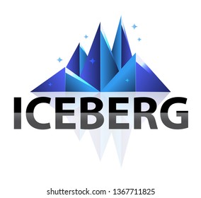 Creative Modern Abstract Geometric Low Poly shining Iceberg Logo.  Flat style Illustration In Isolated White Background.