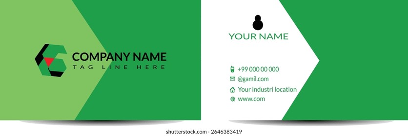 Creative modern abstract green business card design template. corporate company visiting card template. Free vector modern green business card design.