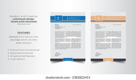 Plantilla de diseño de membrete de resumen creativo moderna estilo comercial Estilo de membrete Plantilla de vectores de diseño para tu empresa