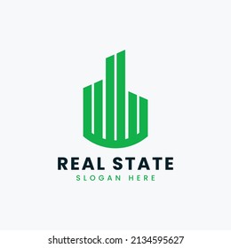 Diseño creativo moderno y abstracto del logotipo inmobiliario, colorido gradiente inmueble propiedad inmobiliaria modelo de diseño del logotipo de la bolsa