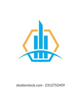 Creative modern abstract real estate logo design, colorful gradient building property real estate bag logo design template