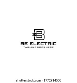 Creative modern abstract sign B with electric plugs logo design