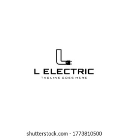 Creative modern abstract sign L with electric plugs logo design