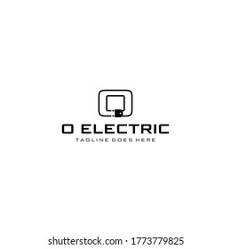 Creative modern abstract sign O with electric plugs logo design