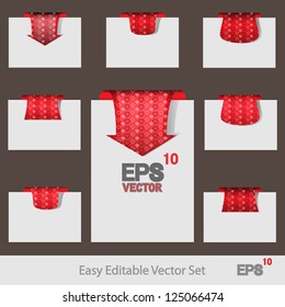Creative modern abstract vector arrow set with heart pattern