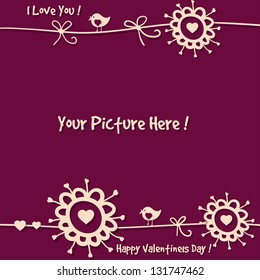 Creative modern abstract vector background with sweet birds and flowers