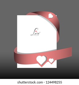 Creative modern abstract vector web design with ribbon and heart