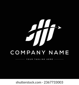 Creative Modern Airplane Logo. Black and White Logo. Usable for Business Logos. Flat Vector Logo Design Template Element