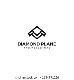 Creative modern airplane logo with diamond template design vector illustration
