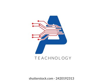 Logotipo creativo moderno de tecnología alfabética más reciente y Icono Víctor Ilustración.