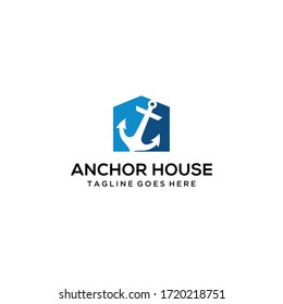 Creative modern anchor with house Logo Template vector illustration