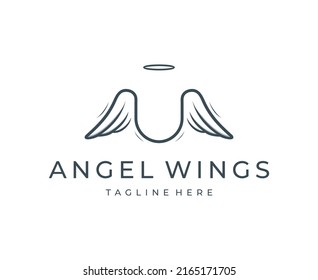Creative modern angel wing logo design vector template