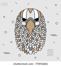 Creative modern animal illustration with geometric print. Vector illustration hand drawn. Eagle
