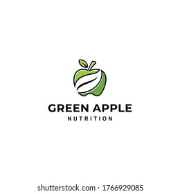Creative modern apple fruit with big leaf in there logo design