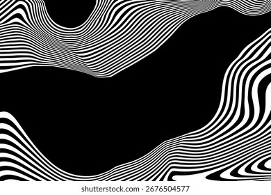 Kreative moderne Kunst. Abstrakte fließende Linien, die eine verzerrte gestreifte Textur bilden. EPS 10