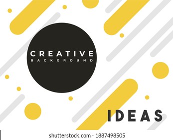 Creative Modern Astract White Background With Memphis Style. Rounded Shapes Yellow, Black, and Gray Color. Suitable For Presentation, Banner, Flyer, Social Media