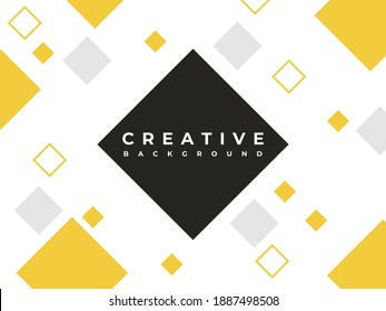 Creative Modern Astract White Background With Memphis Style. Rectangle Shapes Yellow, Black and, Gray Color. Suitable For Presentation, Banner, Flyer, Social Media