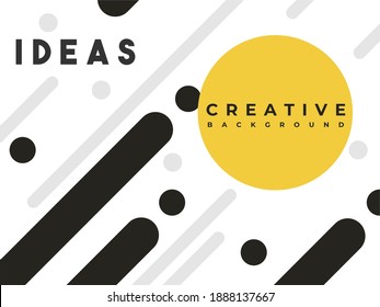 Fondo Blanco Astracto Creativo Moderno Con Estilo Memphis. Formas redondeadas Color amarillo, negro y gris. Adecuado Para Presentación, Banner, Volante, Medios Sociales