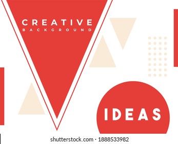 Creative Modern Astract White Background With Memphis Style. Triangle Shapes in Red Color. Suitable For Presentation, Banner, Flyer, Social Media