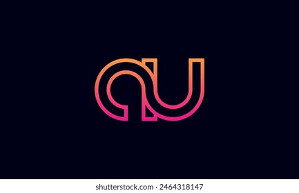 Creative And Modern AU Logo. Initial Letter AU Logo Design on Black Background.