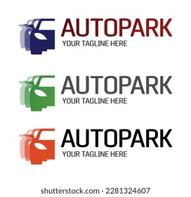 Creative modern autopark logo. Parking sign. Car sale company icon. Can use like emblem in auto logistic.