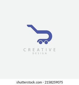 Creative modern B letter eCommerce logo design. Online Shopping logo.