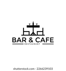 Creative modern bar and cafe sign restaurant logo design template