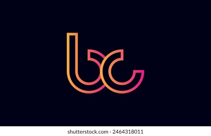 Logo Creativo Y Moderno De BC. Letra inicial BC diseño del logotipo sobre fondo negro.
