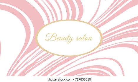 Creative modern beauty salon logo business card with abstract pink marble texture. Vector design concept. For stylist, makeup artist, photographer. Stylish elegant business cards template. Vector.