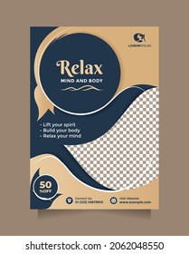 Creative and modern beauty treatment service promotion design flyer and brochure with a4 size. Template concept of professional hair spa, yoga, meditation, cosmetic sale, skin treatment, etc