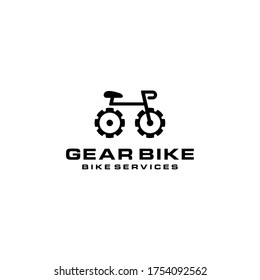 Creative modern bike with gear logo template design vector illustration