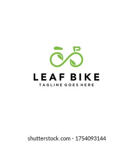 Creative modern bike with leaf logo template design vector illustration