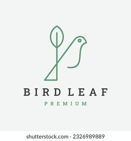 Creative modern bird with green leaf logo template vector icon