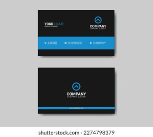 Creative modern black and dark blue business card vector illustration. Corporate business card design