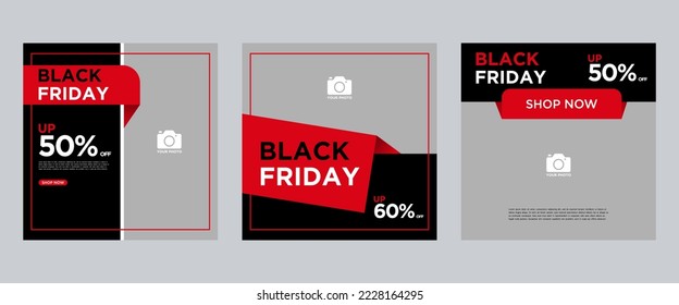 Creative modern black friday sale social media post banner template collection.