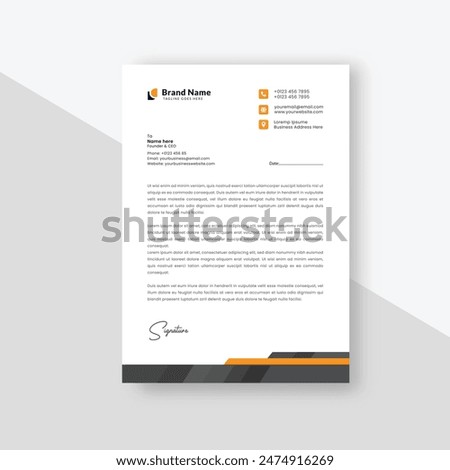 creative and modern black and orange letterhead template