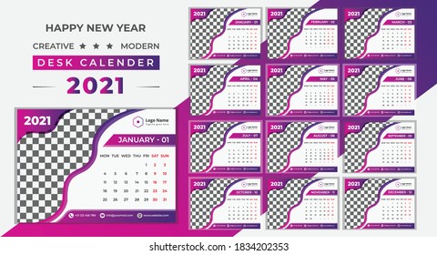 Creative Modern Creative Black with Red Calendar Design Template	