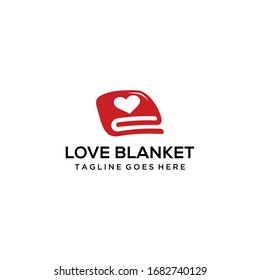 Creative modern blanket with heart sign logo design template.
